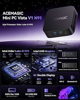 Amazon.com: ACEMAGIC Vista V1 Mini PC, 16GB DDR4 RAM 512GB M.2 SSD