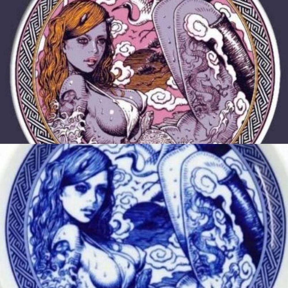 Amazon.co.jp: ロッキンジェリービーン シルクスクリーン 波佐見焼 6寸