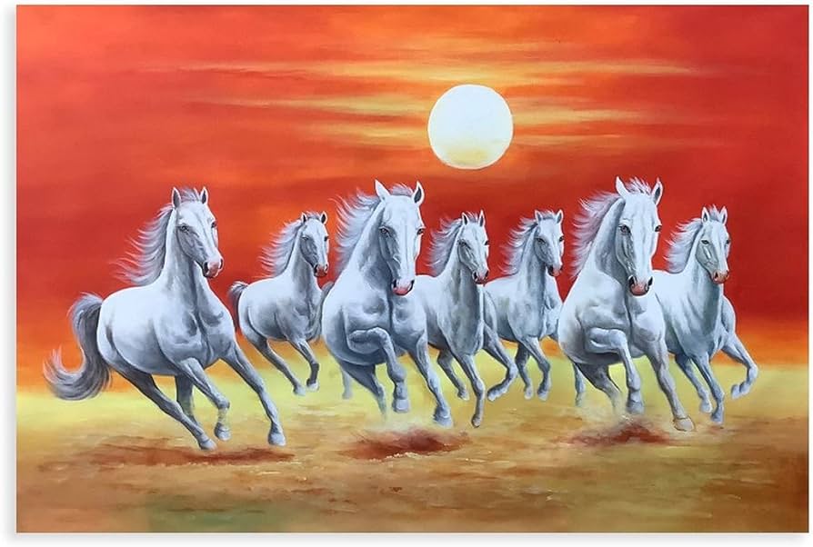 Amazon.co.jp: XOOPIT ウォールアート 馬の絵 装飾 七人の幸運を走る