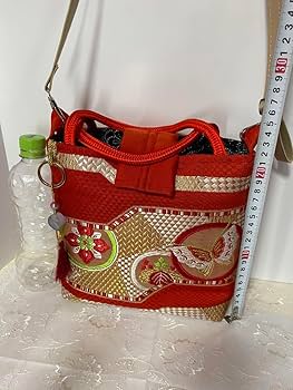 Amazon.co.jp: 帯リメイクショルダーバッグ (赤) : ファッション