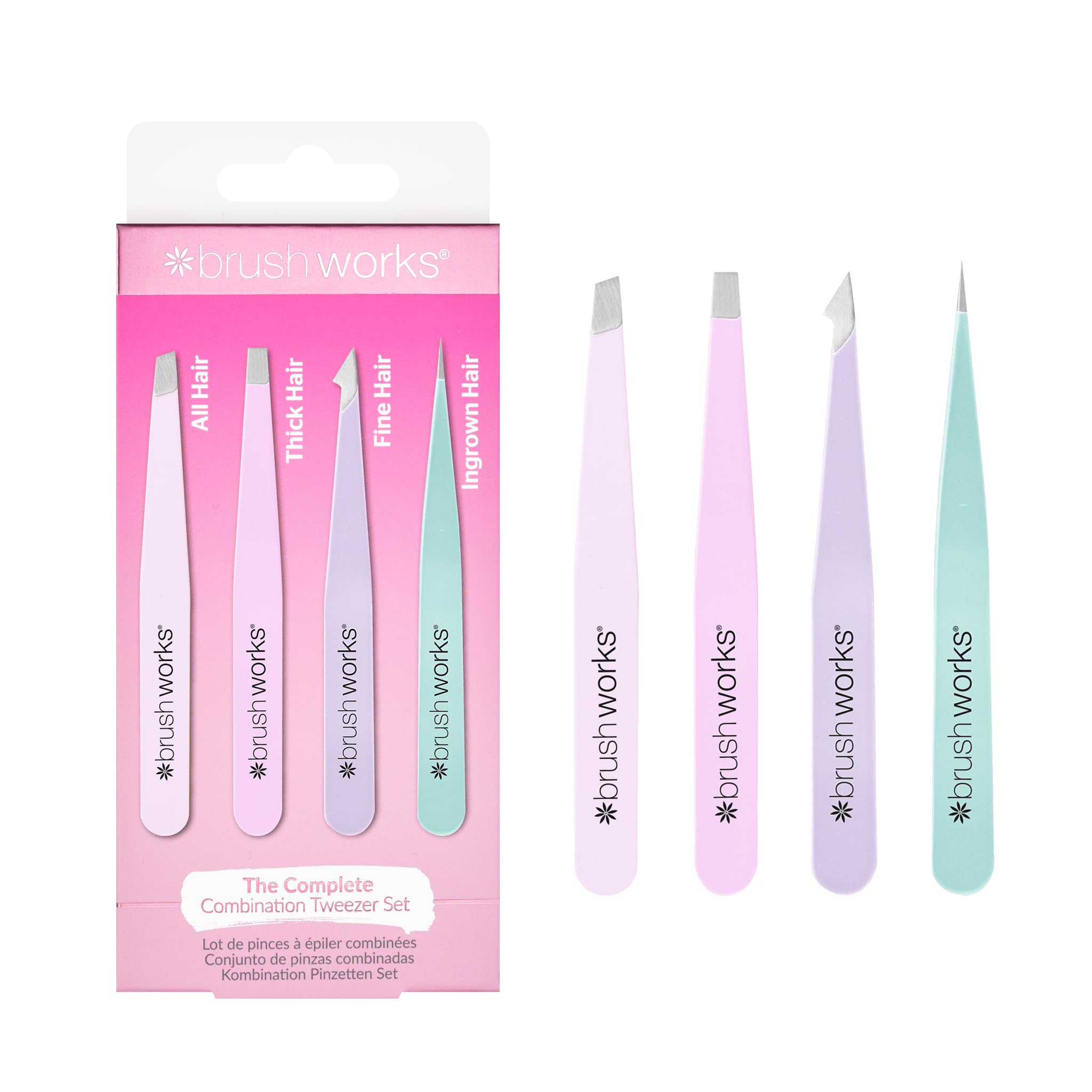 Amazon.com : Brushworks HD 4 Piece Combination Tweezer Set