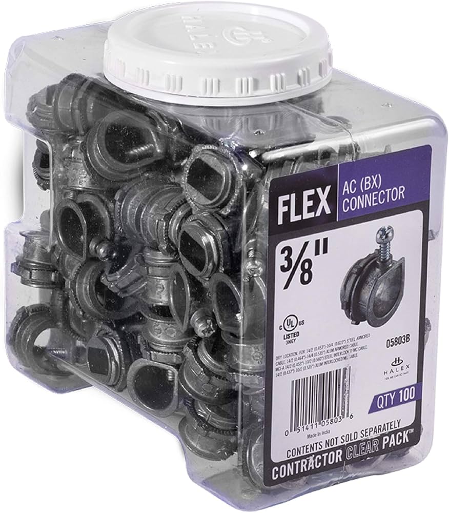 Halex – 3/8 Inch Flexible Metal Conduit (FMC) AC (BX) Connectors