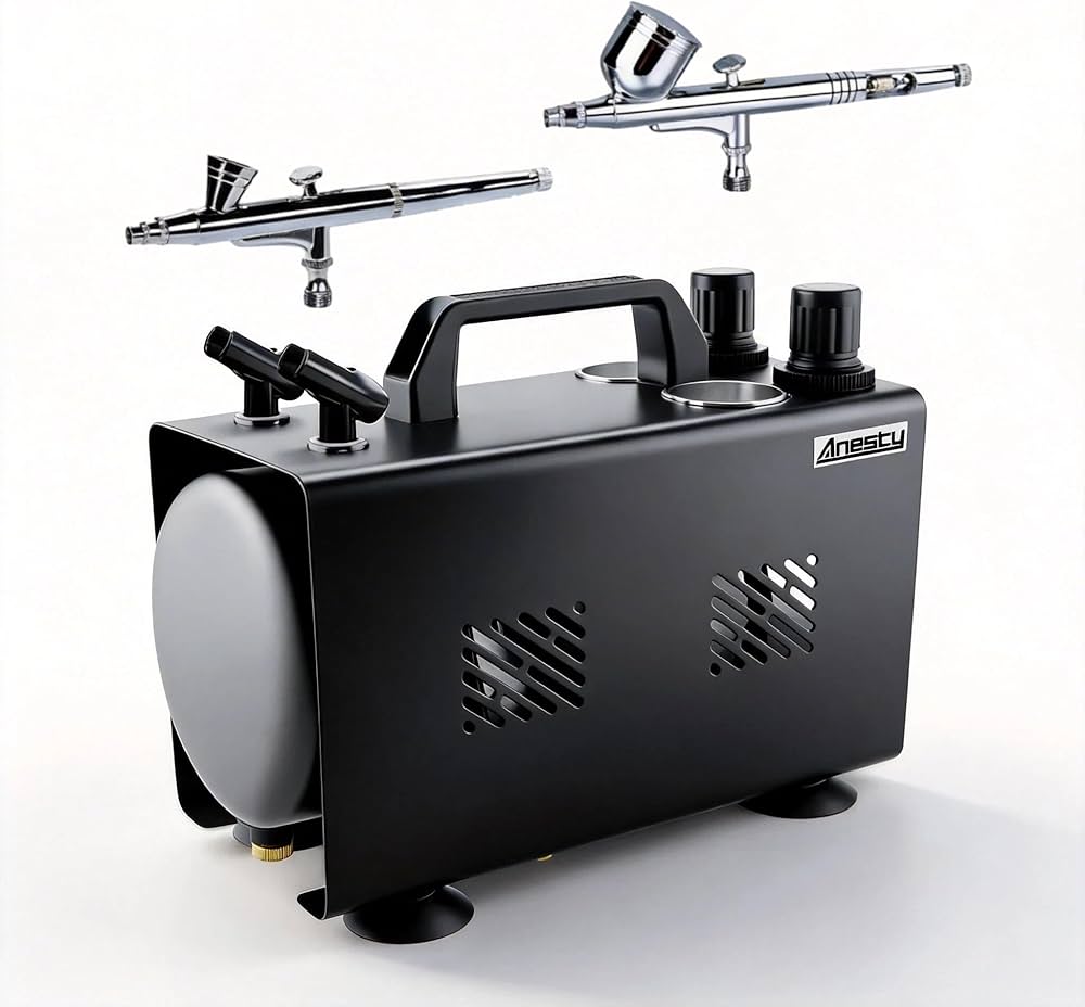 Amazon.co.jp: Anesty AHPTrunk 2in1 エアブラシ コンプレッサー 2口
