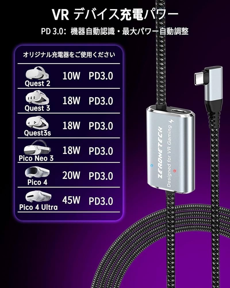 Amazon | 無限リンクLinkケーブル 5m 45W急速充電 Quest3S/Quest3