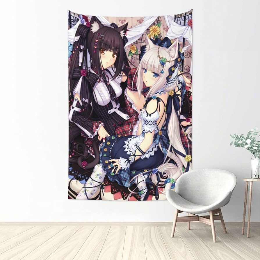 Amazon.co.jp: タペストリー ネコぱら ショコラ バニラ ポスター 絵画