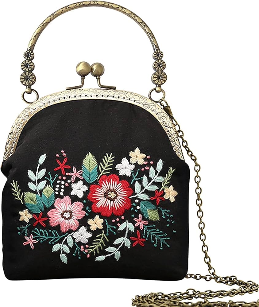 Amazon | 刺しゅうキット がま口 バッグ 財布 手作り DIY フラワー