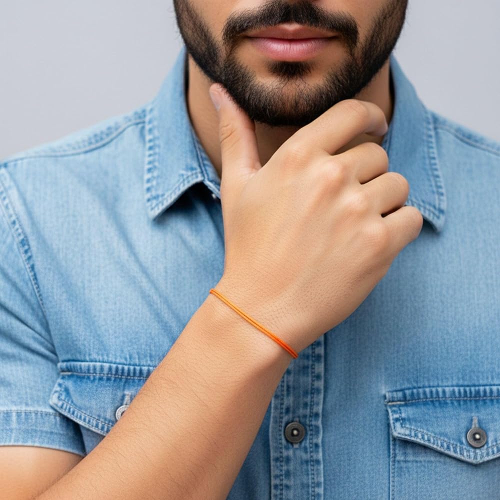 Amazon.co.jp: 細いオレンジコードブレスレット メンズ レディース