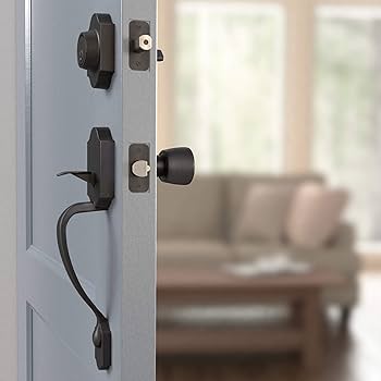 Amazon Basics Front Door Lock Set, Handleset with Tulip Knob, Easy