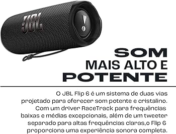 Caixa de Som Bluetooth JBL Flip 6 30W Preta - JBLFLIP6BLK | Amazon