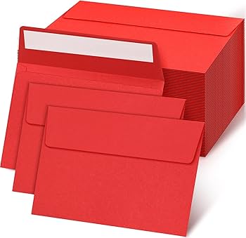 Amazon | A4 赤封筒 100枚パック 印刷可能 4.25 x 6.25インチ 印刷可能