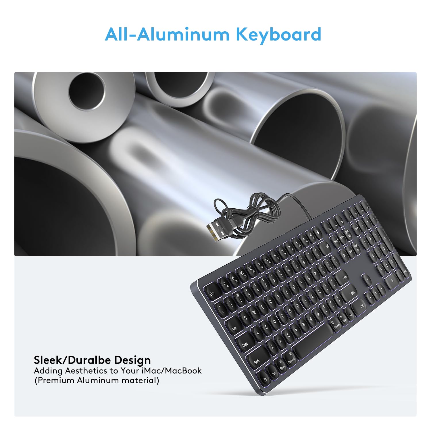 Amazon | Apple Mac OS用ブラック有線バックライトキーボード、USB-A