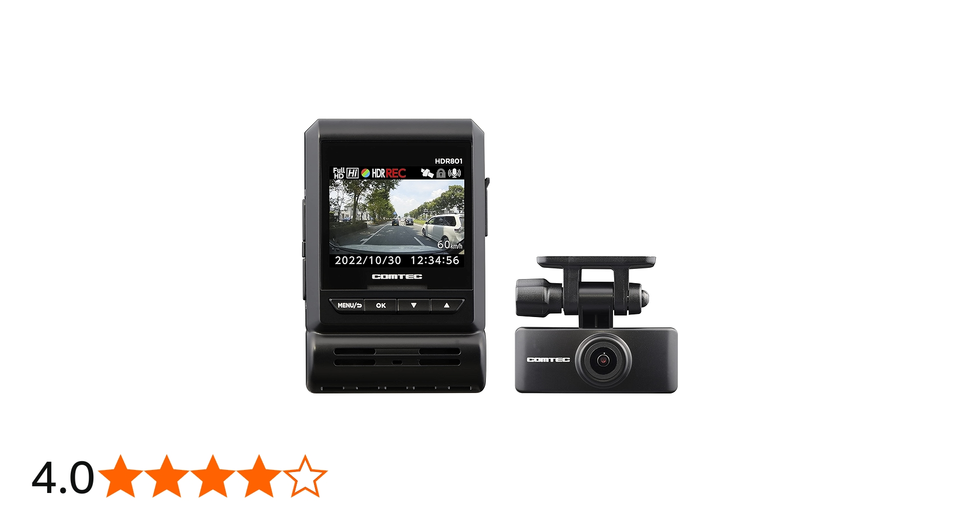 Amazon | コムテック 車用 ドライブレコーダー 前後2カメラ HDR801 新