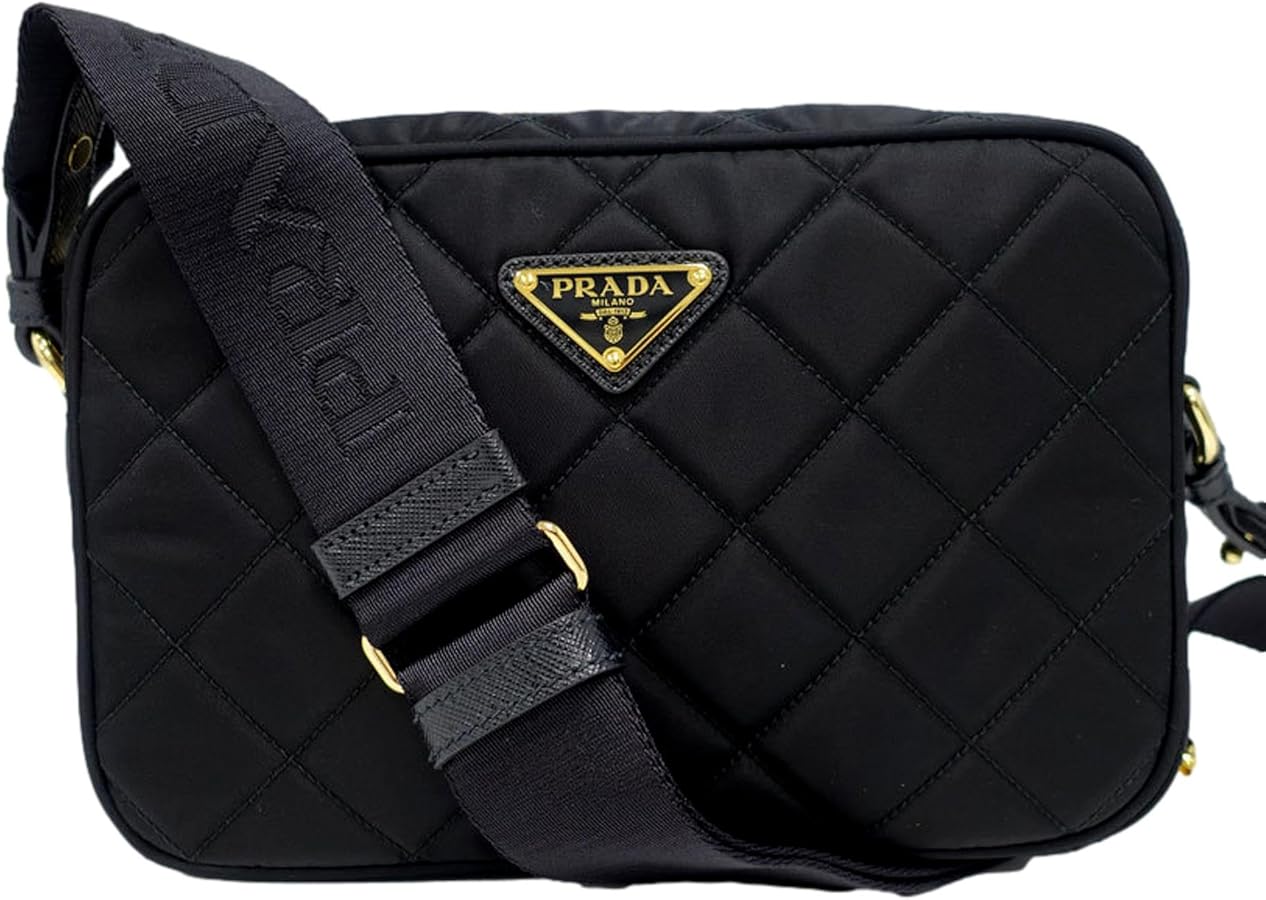 Prada Womens Tessuto Nylon Black Camera Bag Crossbody 1BH089