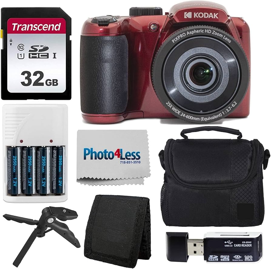Amazon.com : Kodak PIXPRO AZ255 Digital Camera (Red) Bundle + 32GB