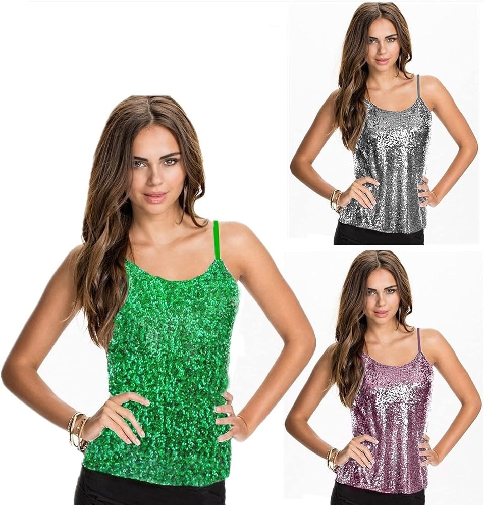 Silver Sparkle Camisole Tank Top Women Shimmer Camisole Vest