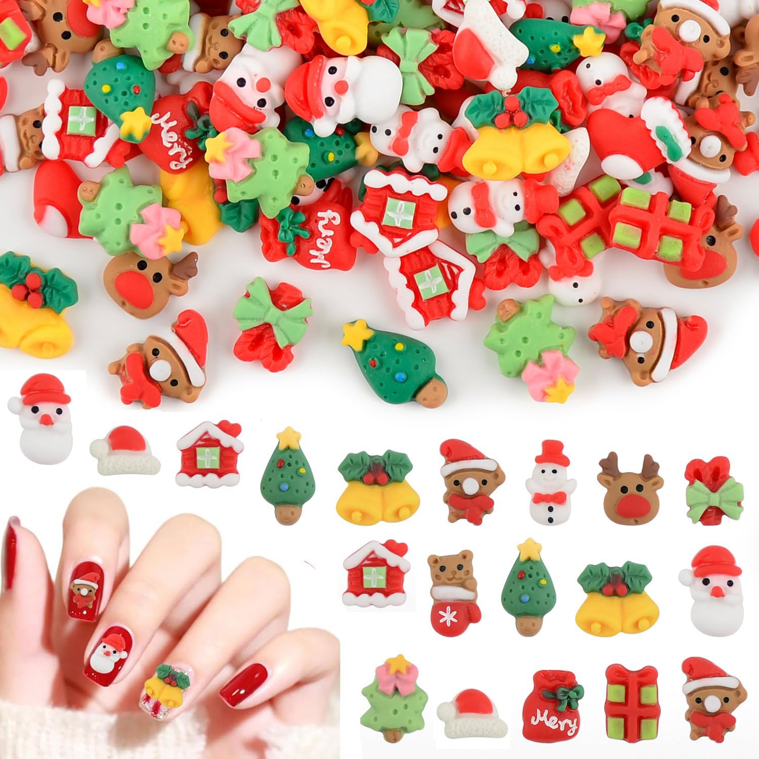 Amazon | ネイルパーツ クリスマス 約100セット 可愛い サンタ