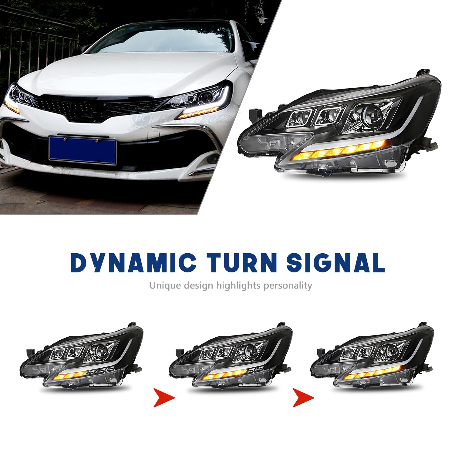 Amazon | HCMOTIONZ トヨタ マークX ヘッドランプ 130 後期 GRX130