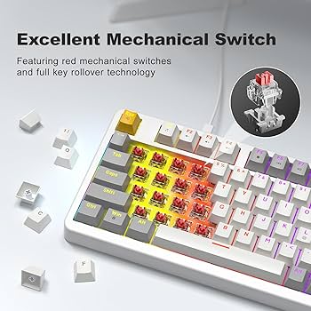 Amazon.com: GEEZER AK96 Mechanical Gaming Keyboard, Pre-Lubed Red