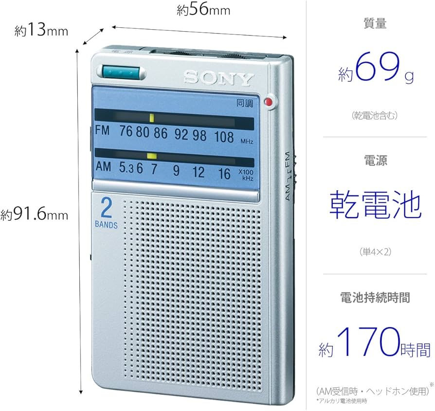 Amazon.co.jp: ソニー ポケッタブルラジオ 名刺サイズ FM/AM/ワイドFM