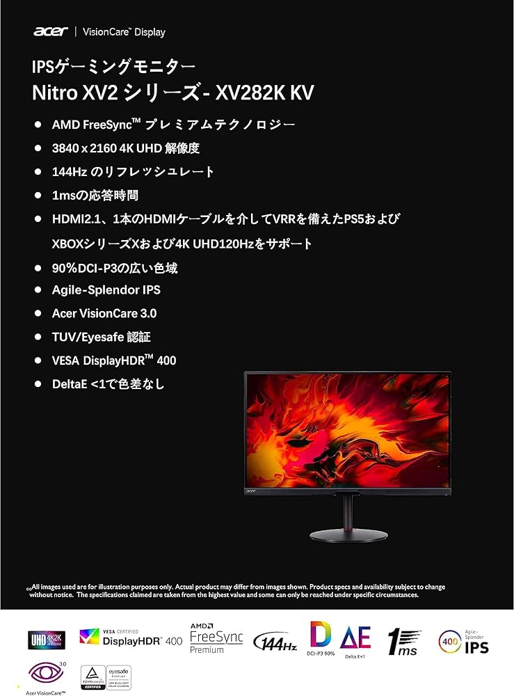Amazon.co.jp: 「Acer Nitro XV282K KV」28型4K/120fpsモニターが登場