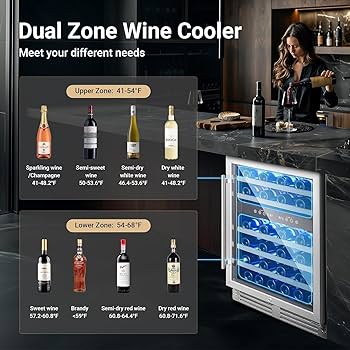 BODEGACOOLER Wine Cellar with Glass Door,24 Inch Dual Zone Wine