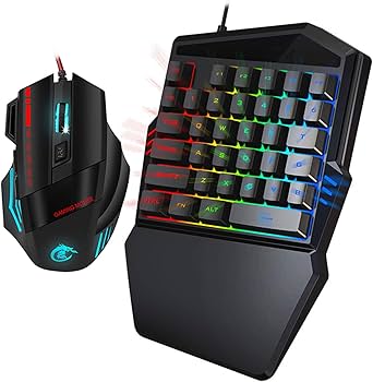 Amazon | 片手ゲーミングキーボードマウスセット J50 35Keys USB有線