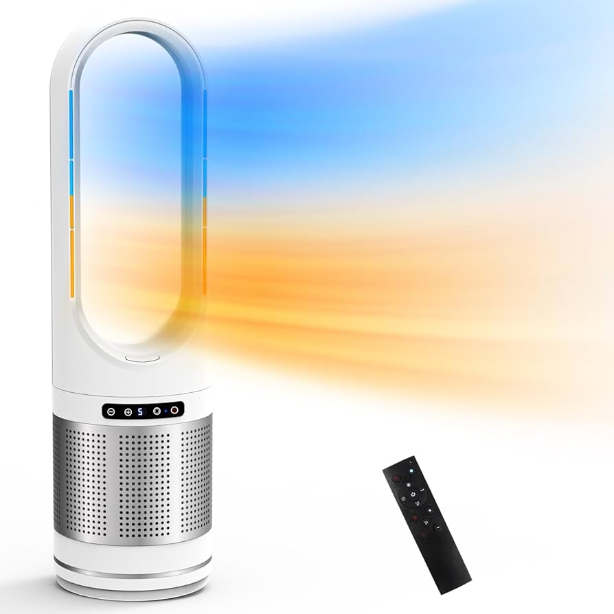 Amazon.co.jp: 【2024最新進化】扇風機 羽なし タワーファン 温風 冷風