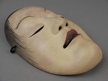 Amazon.co.jp: 【骨董古典芸能美術】古い木彫能面在銘女面男面小面能楽