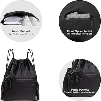 pack all Drawstring Bag Backpack, Water-Resistant Sports Gym Sack