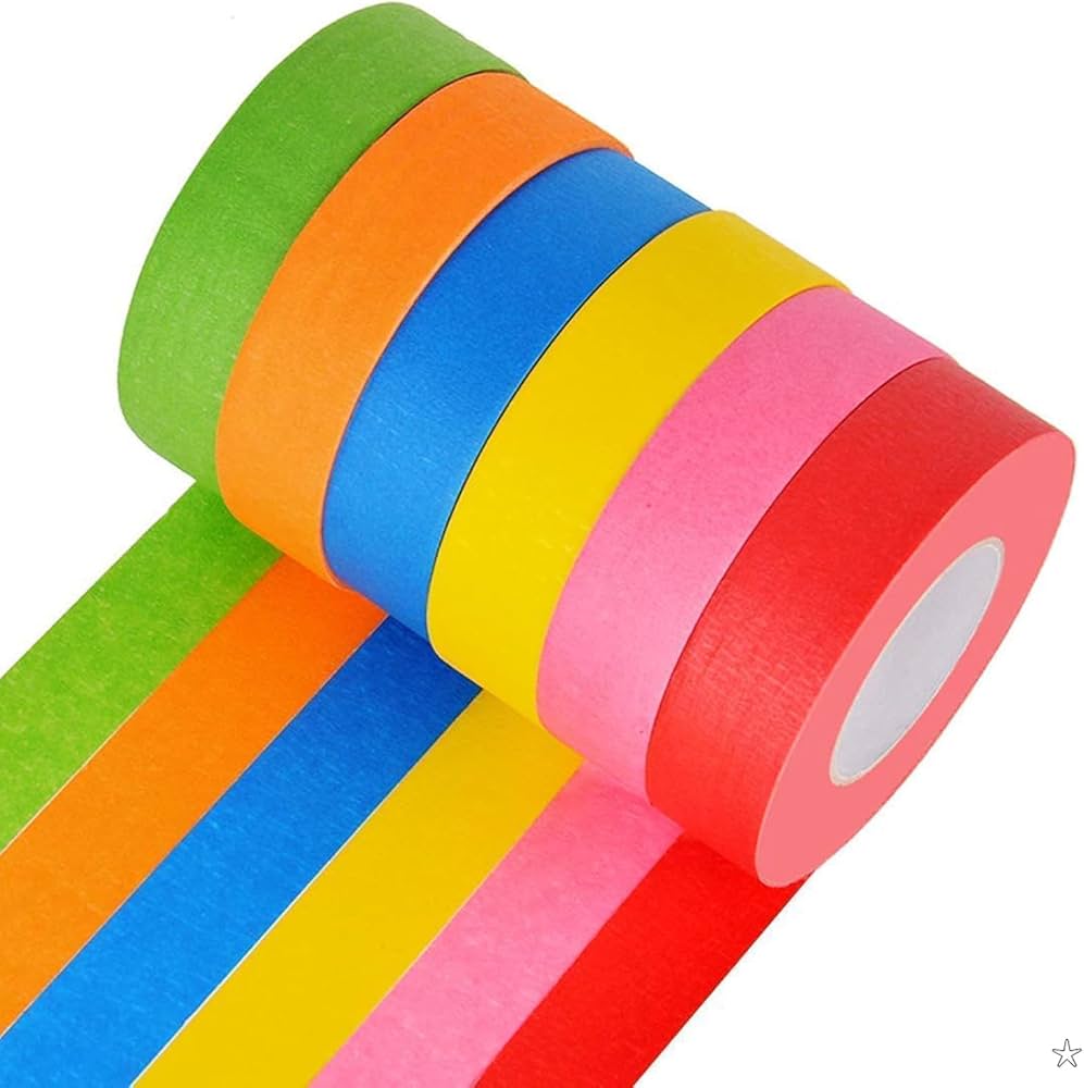 Amazon.co.jp: DEWEL マスキングテープ カラーテープ 6色入り カラフル