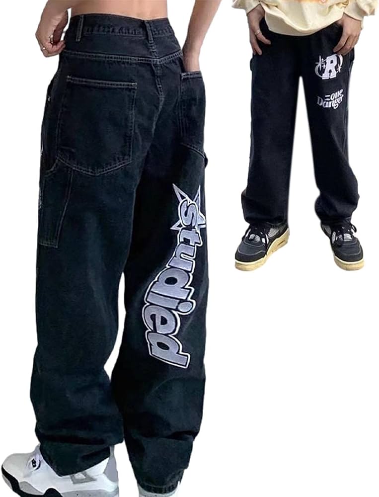 Mens Baggy Jeans Y2K,Cargo Jeans Homens Calças Jeans - Cargo Jeans