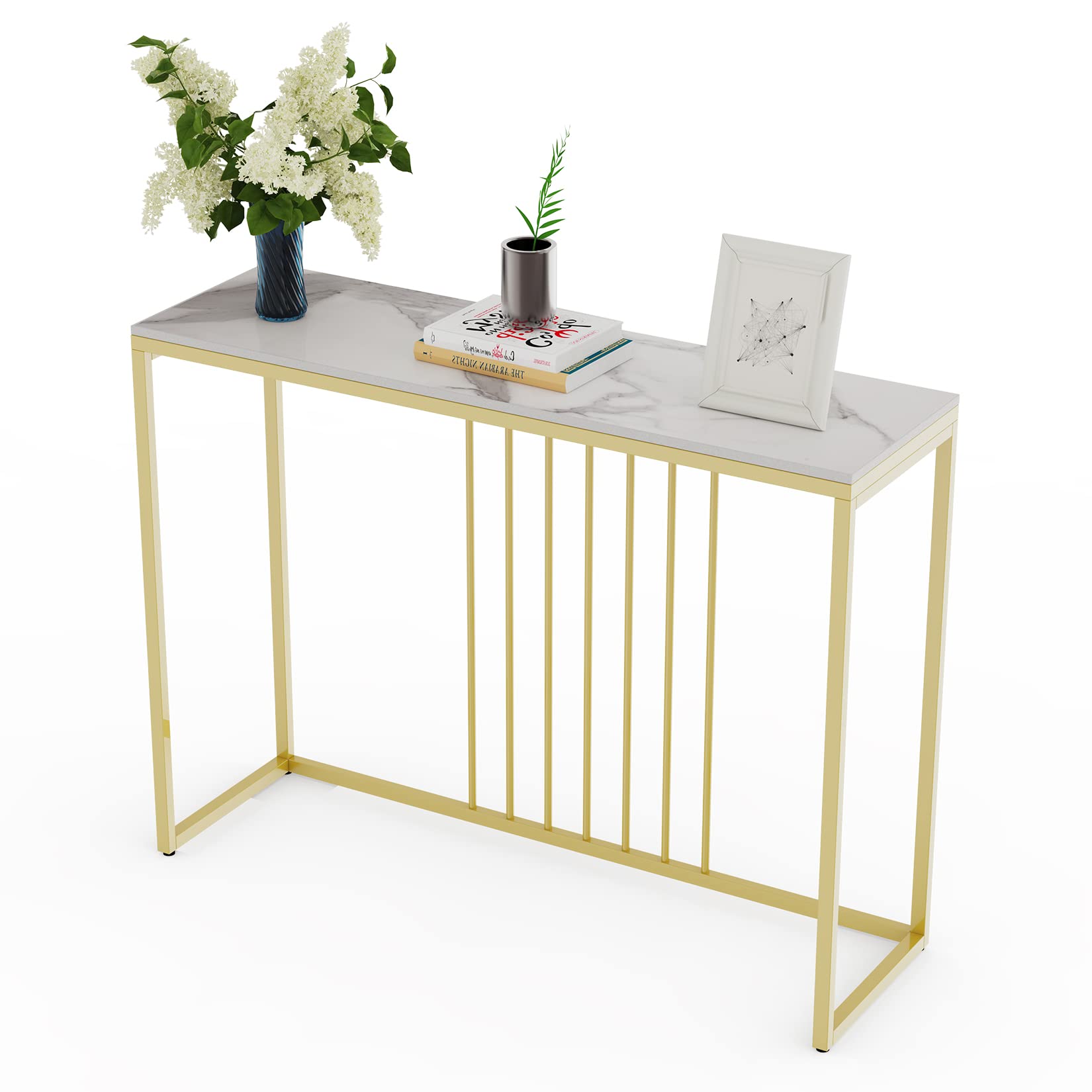 Amazon｜Susire コンソールテーブル 大理石 スリム 玄関テーブル 白 幅