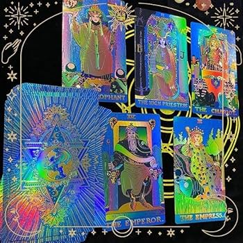 Amazon.co.jp: 色ブルーのタロットカードホログラム仕様／エンボス