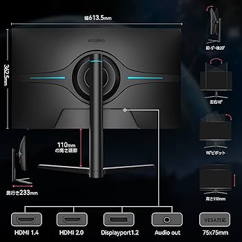 Amazon.co.jp: KOORUI ゲーミングモニター 27インチ QHD 144HZ 1ms IPS
