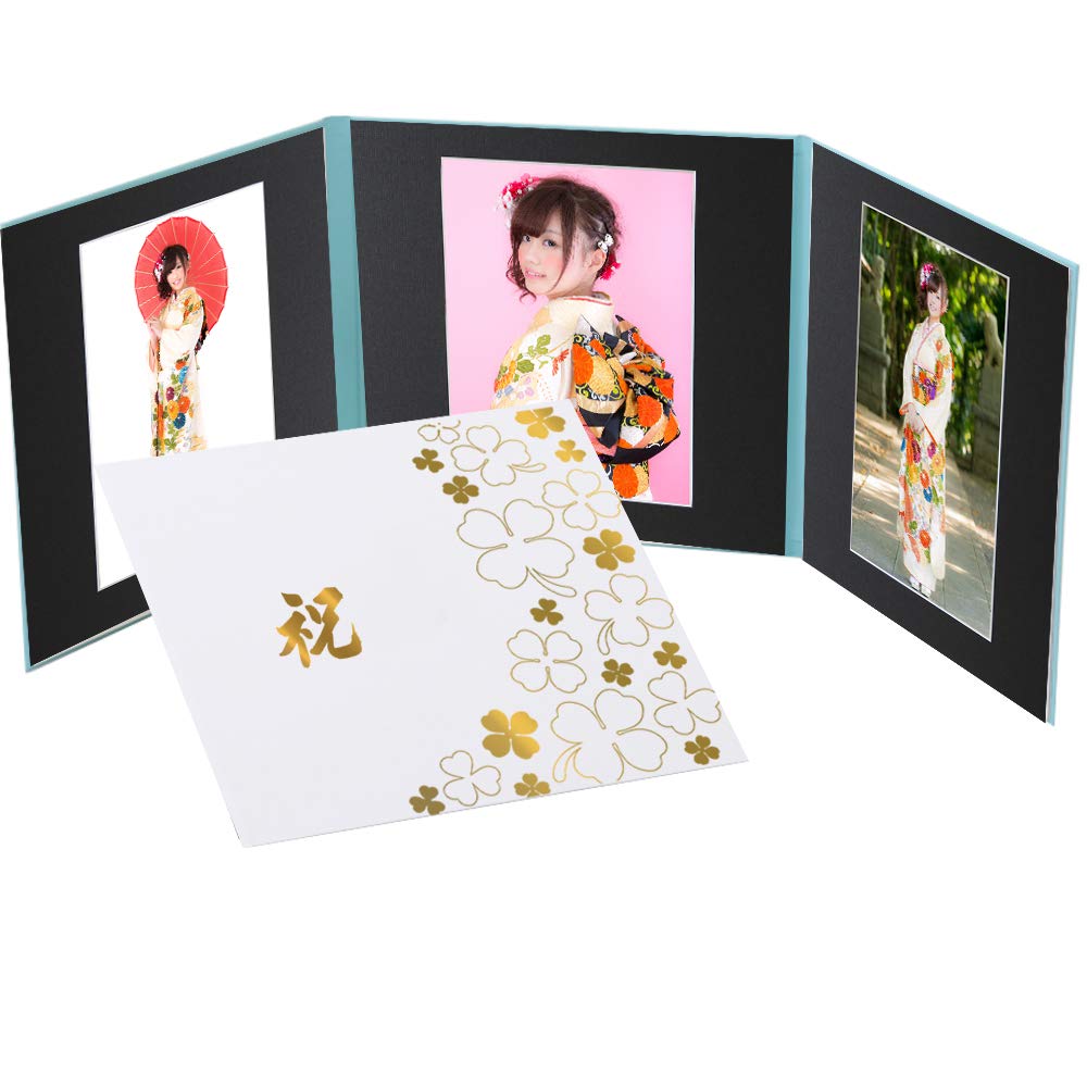 Amazon.co.jp: 写真台紙 成人式 3面 6切3枚 クローバー 「祝