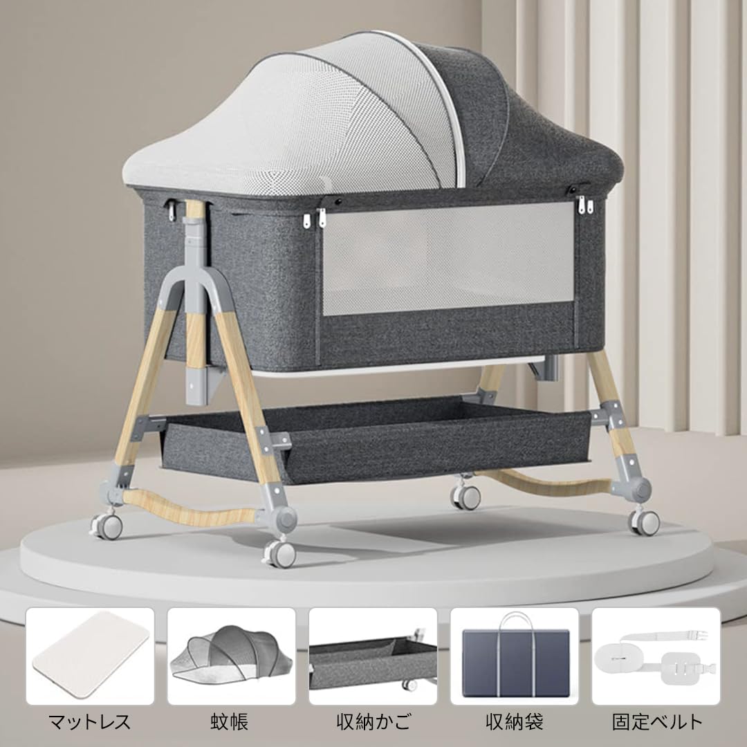 Amazon.co.jp: ベビーベッド 添い寝 折りたたみ ハイローベッド 高さ6