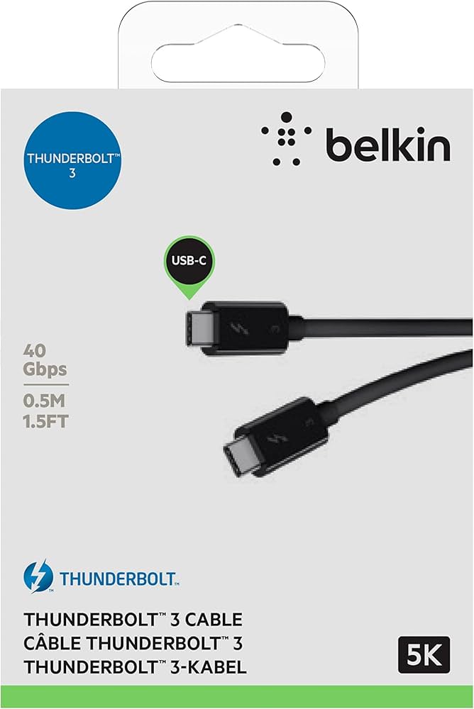 Amazon.com: Belkin Thunderbolt 3 Cable (USB-C to USB-C), 100 Watts