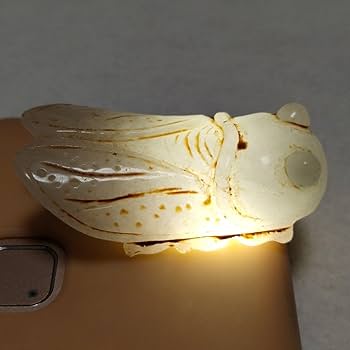Amazon.co.jp: 収集品 本物天然古翡翠 細工手彫り 蝉 根付 玉佩