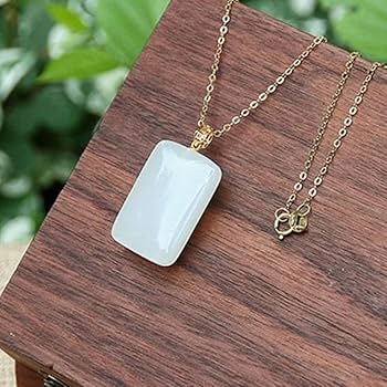 Amazon.com: 和田玉方无事牌吊坠平安扣玉石玉器珠宝2051316