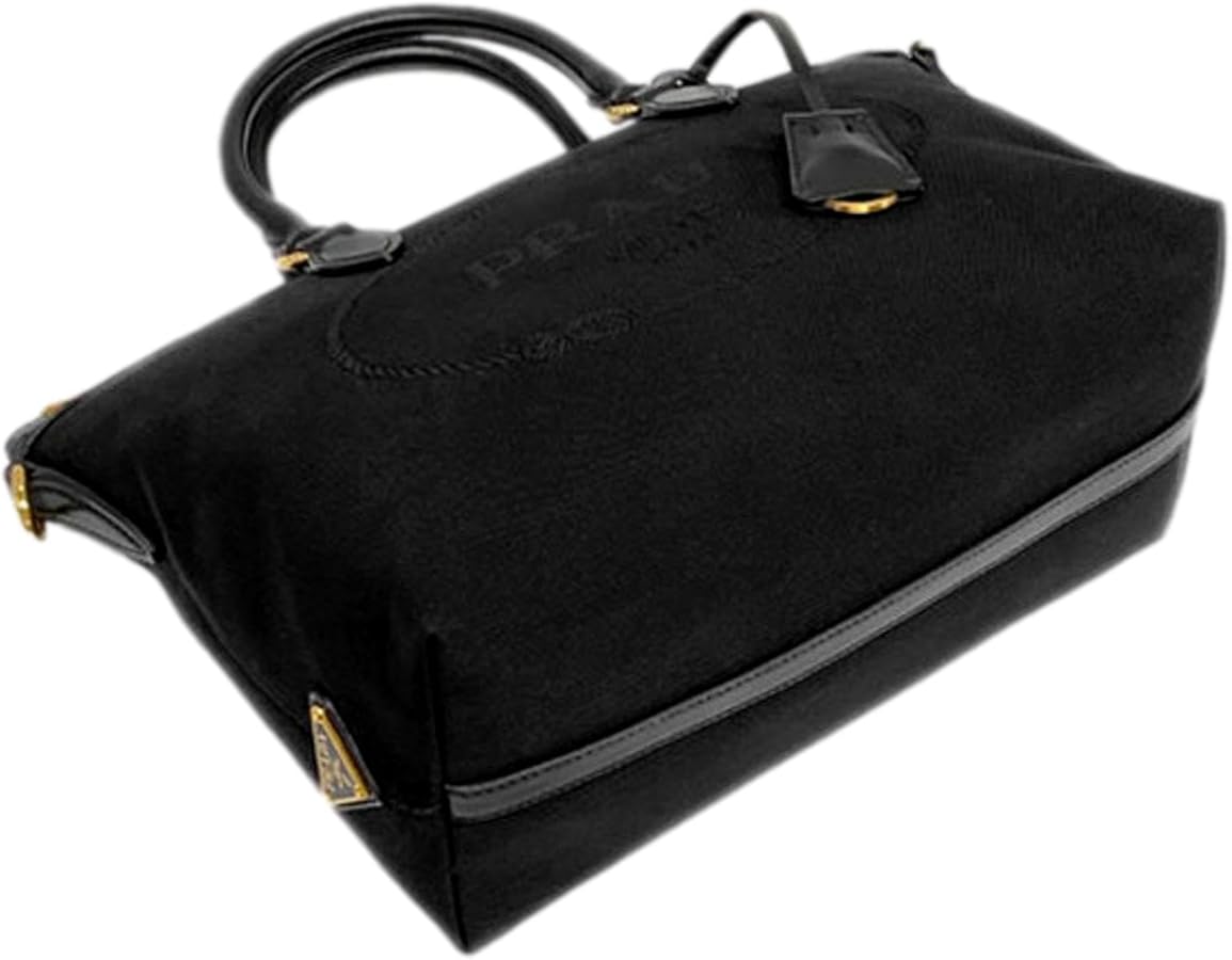 Amazon.com: Prada Black Logo Jacquard Canvas Satchel Crossbody Bag