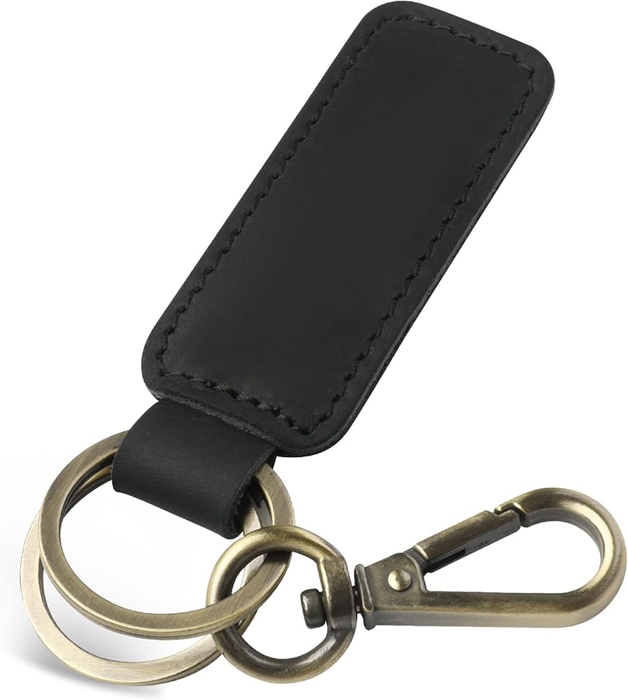 Jack&Chris Genuine Leather Car Keychain, Universal Key Fob