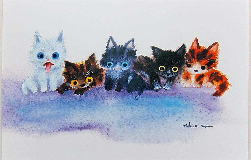 Amazon | 渡辺あきお◇【ねこ フレンド】アートプリント◇額付 | 渡辺