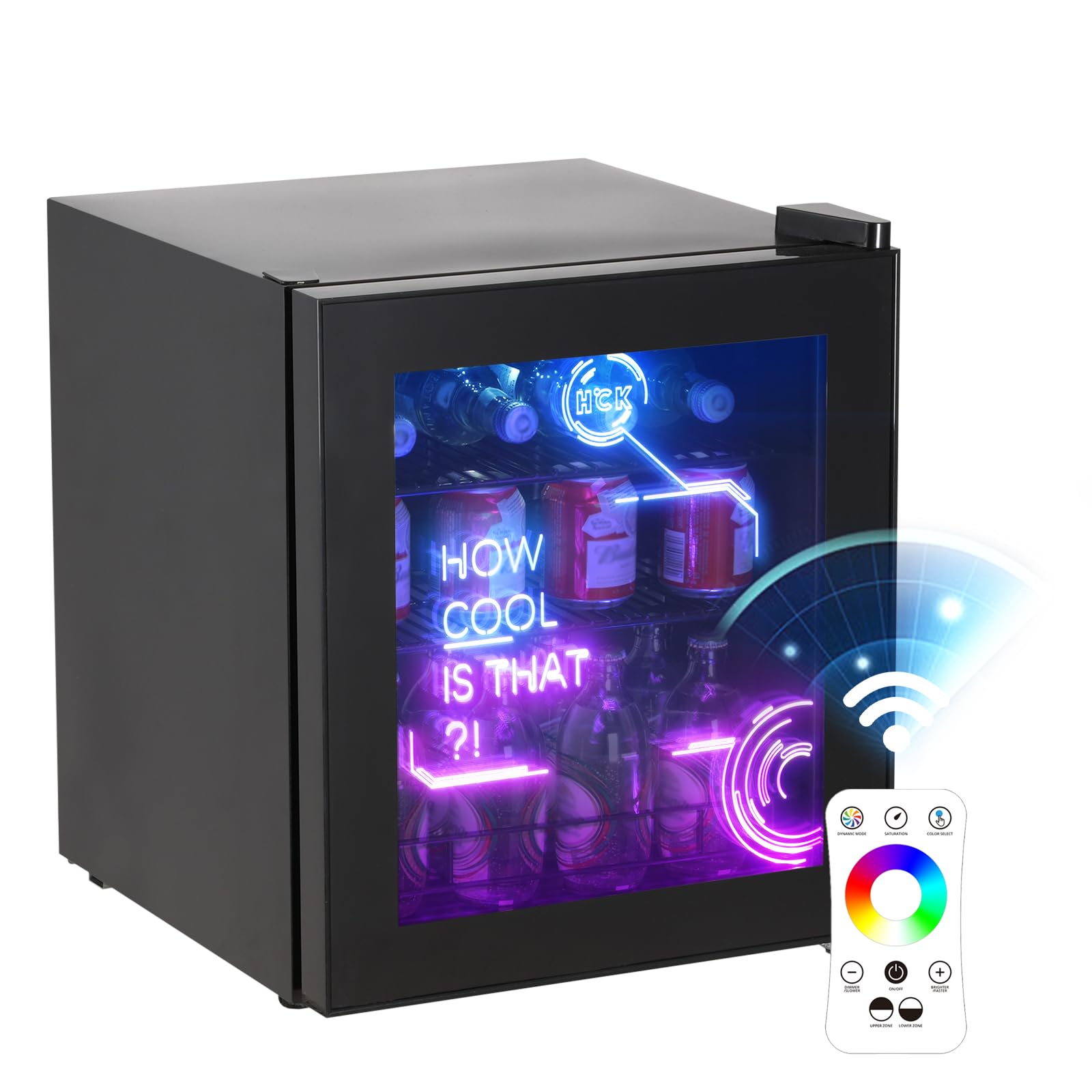 Amazon | HCK ゲーミング冷蔵庫 44L ドリンク用 RGB LEDネオン 透明