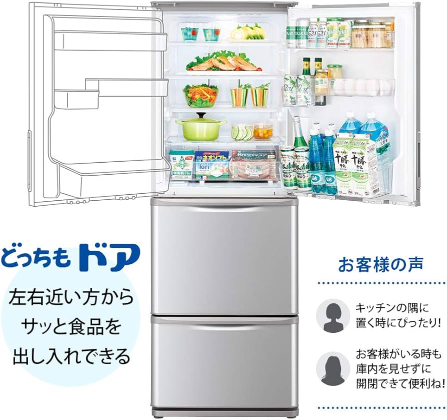 Amazon.co.jp: シャープ 冷蔵庫 350L（幅60cm） どっちもドア シルバー