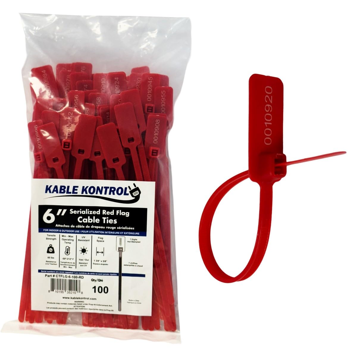 Amazon.com: Kable Kontrol Serialized Flag Numbered Cable Zip Ties