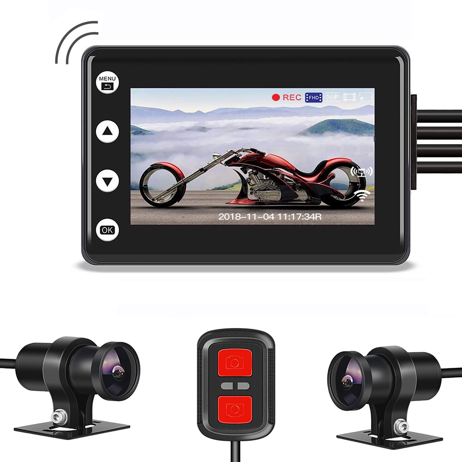 Amazon.co.jp: Motocam バイク用ドライブレコーダー前後カメラ 3インチ