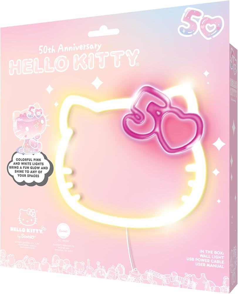 Amazon.com: Hello Kitty 50th Anniversary Light-Up Wall Decor – USB