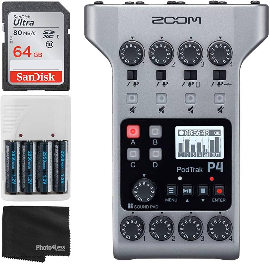 Amazon.com: Zoom PodTrak P4 Portable Multitrack Podcast Recorder +