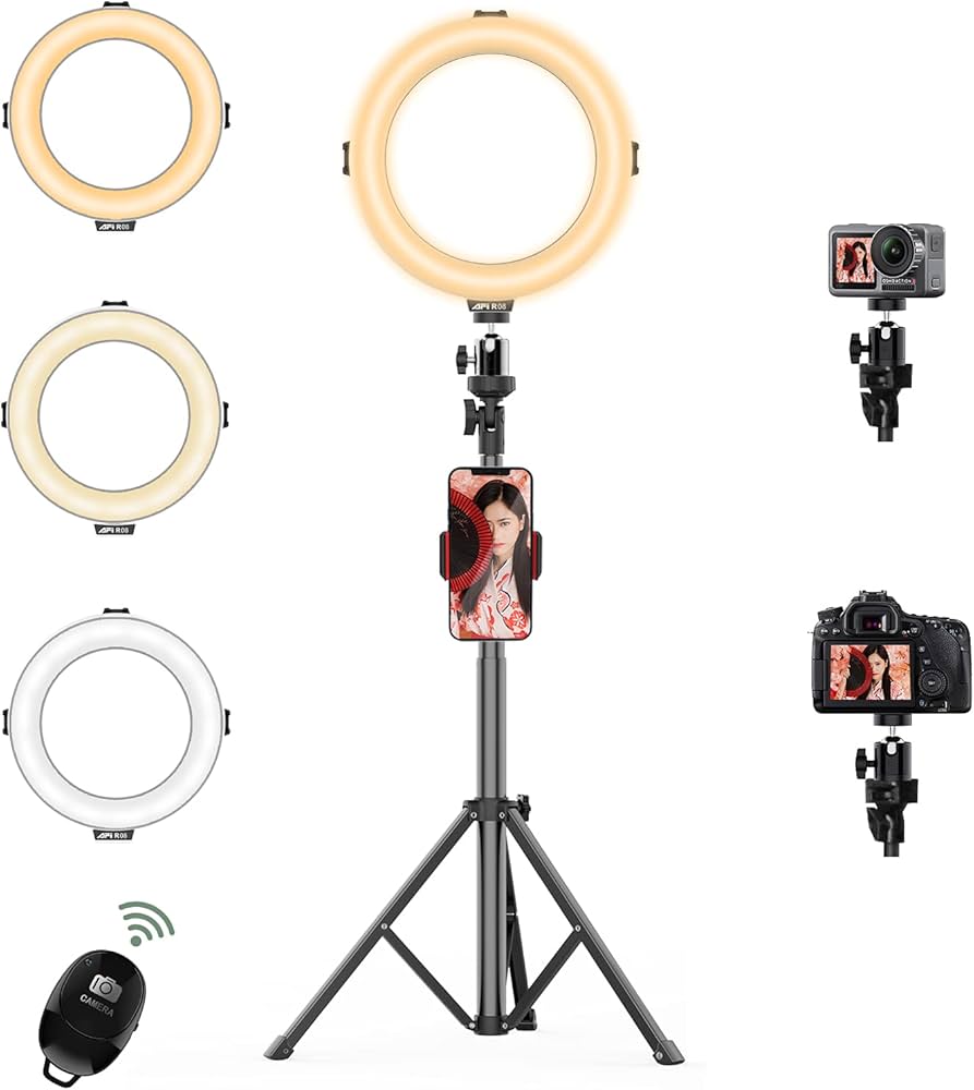 Amazon | LEDリングライト高安定性 三脚スタンド+照明撮影用ライト