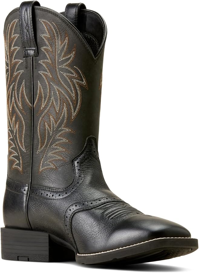 Amazon.com | BMVY9 Mens Sport Wide Square Toe Western Boot Black